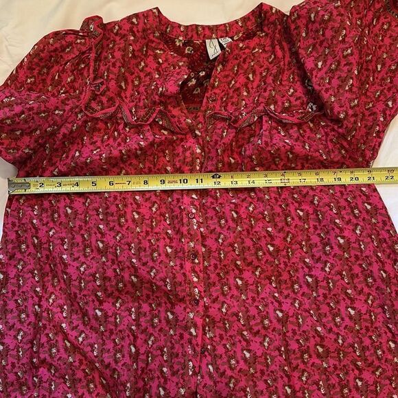 Joie Peasant Style Floral Print Long Sleeve shirt Button Down Ruffled Detail LG - Picture 6 of 10